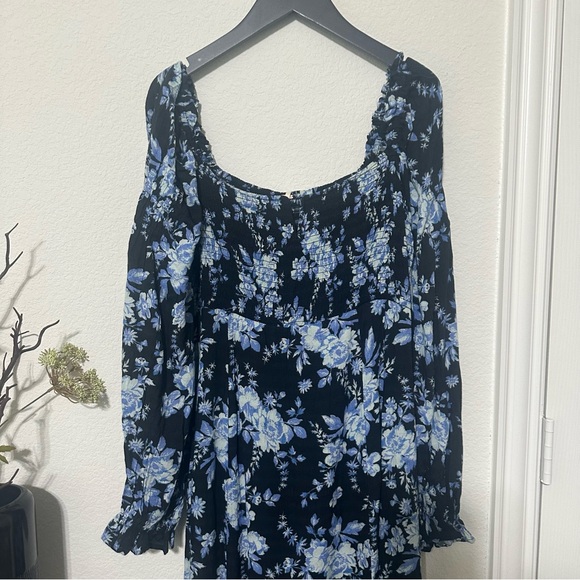 NWT Free People Jaymes Floral Print Square Neck Long Sleeves Midi Dress - Picture 12 of 14